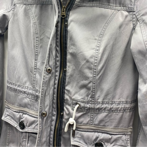 Abercrombie & Fitch Women’s Gray Utility Jacket Small Hooded Pockets PREPPY - Picture 5 of 15